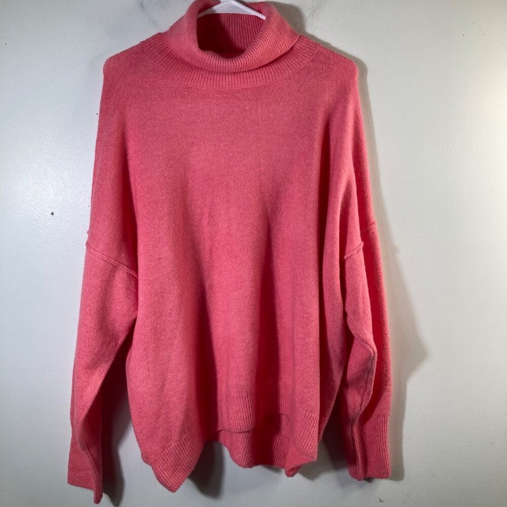 Womens Vince Camuto Drop Shoulder Turtleneck Sweater Pink 2XL Soft‎